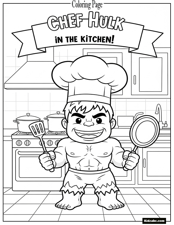 Hulk cooking with chef hat