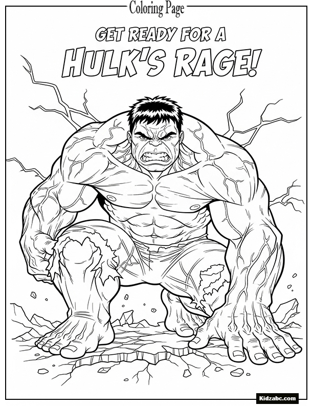 Hulk crouching down with angry eyes