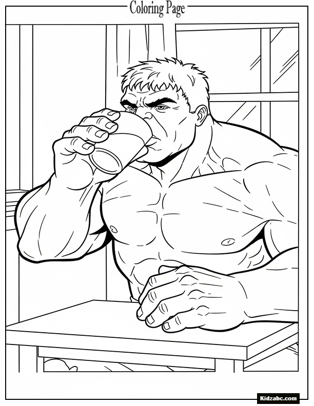 Hulk drinking juice, plain cup