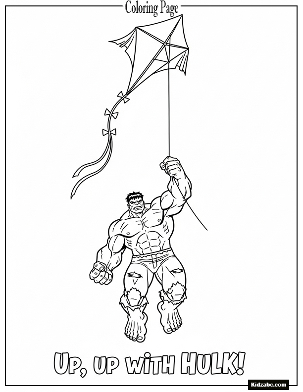 Hulk flying a kite, empty sky