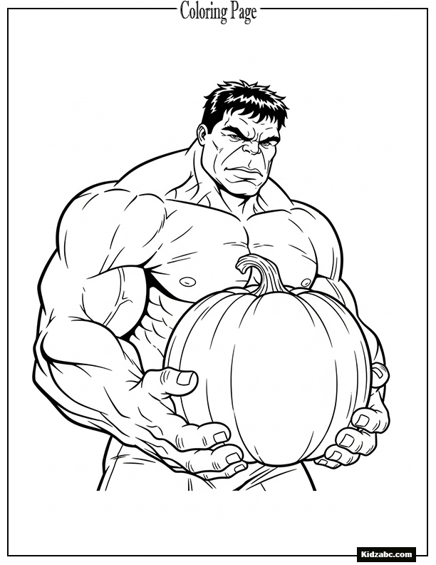 Hulk holding a pumpkin