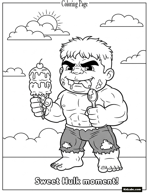 Hulk holding an ice cream cone