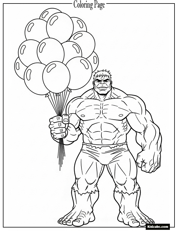 Hulk holding balloons