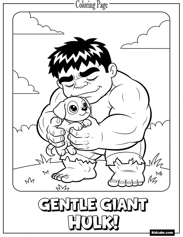 Hulk hugging a puppy