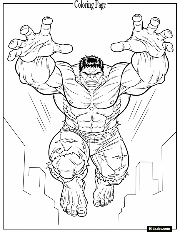 Hulk leaping forward with arms stretched