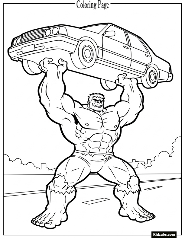 Hulk lifting a heavy car over his head
