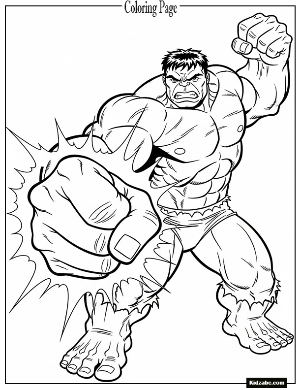 Hulk punching forward, comic-style burst lines