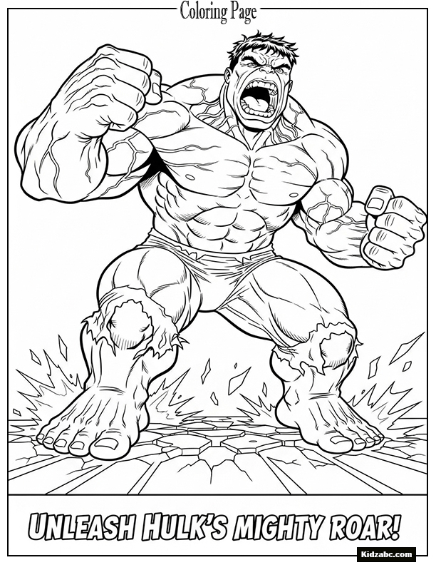 Hulk roaring with clenched fists