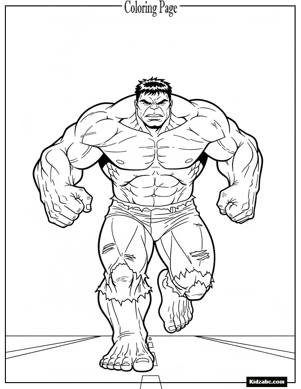 Hulk running forward, plain road beneath