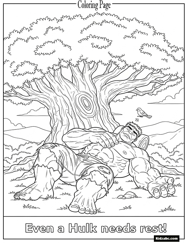 Hulk sleeping under tree