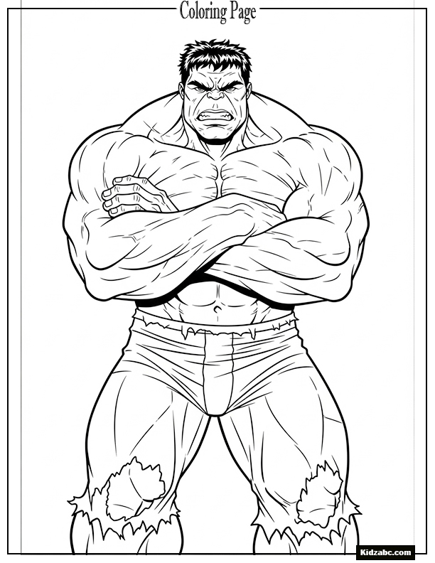 Hulk standing with folded arms, looking powerful
