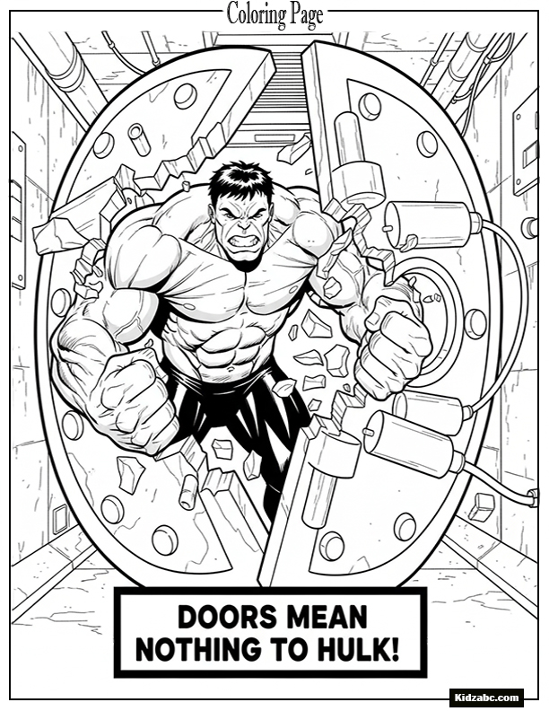 Hulk tearing open a steel door