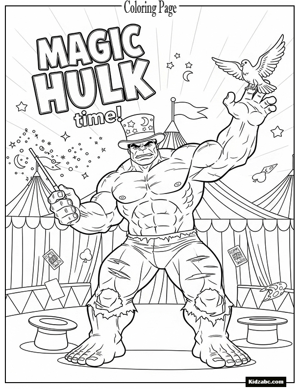 Hulk wearing a magician hat
