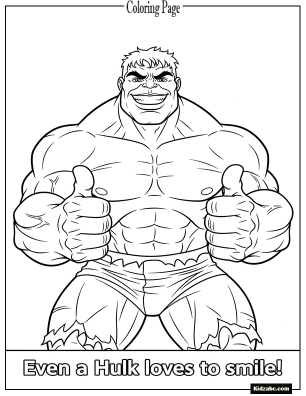 Hulk with a wide smile, giving thumbs up