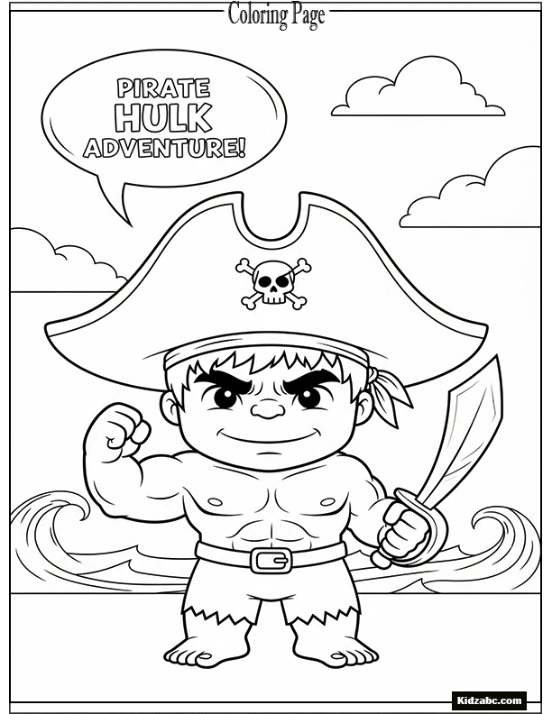 Hulk with pirate hat and sword