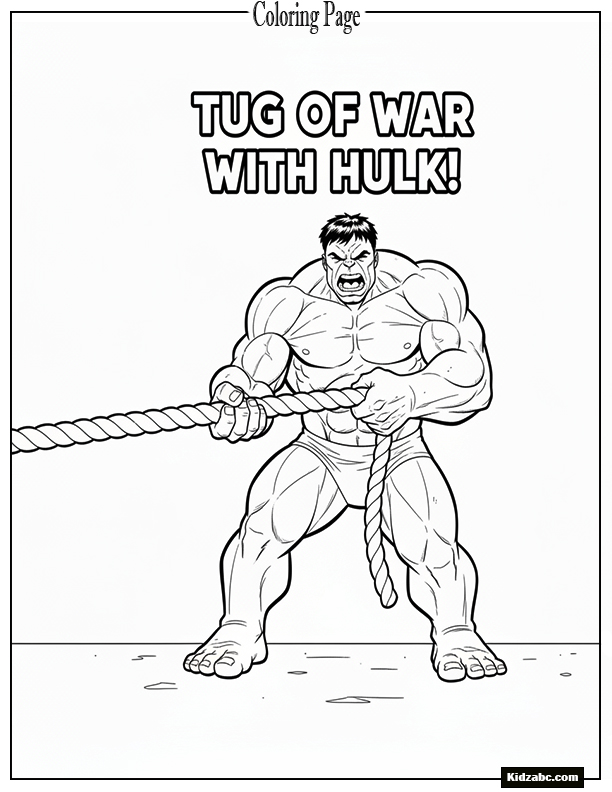 Hulk wrestling with a giant rope