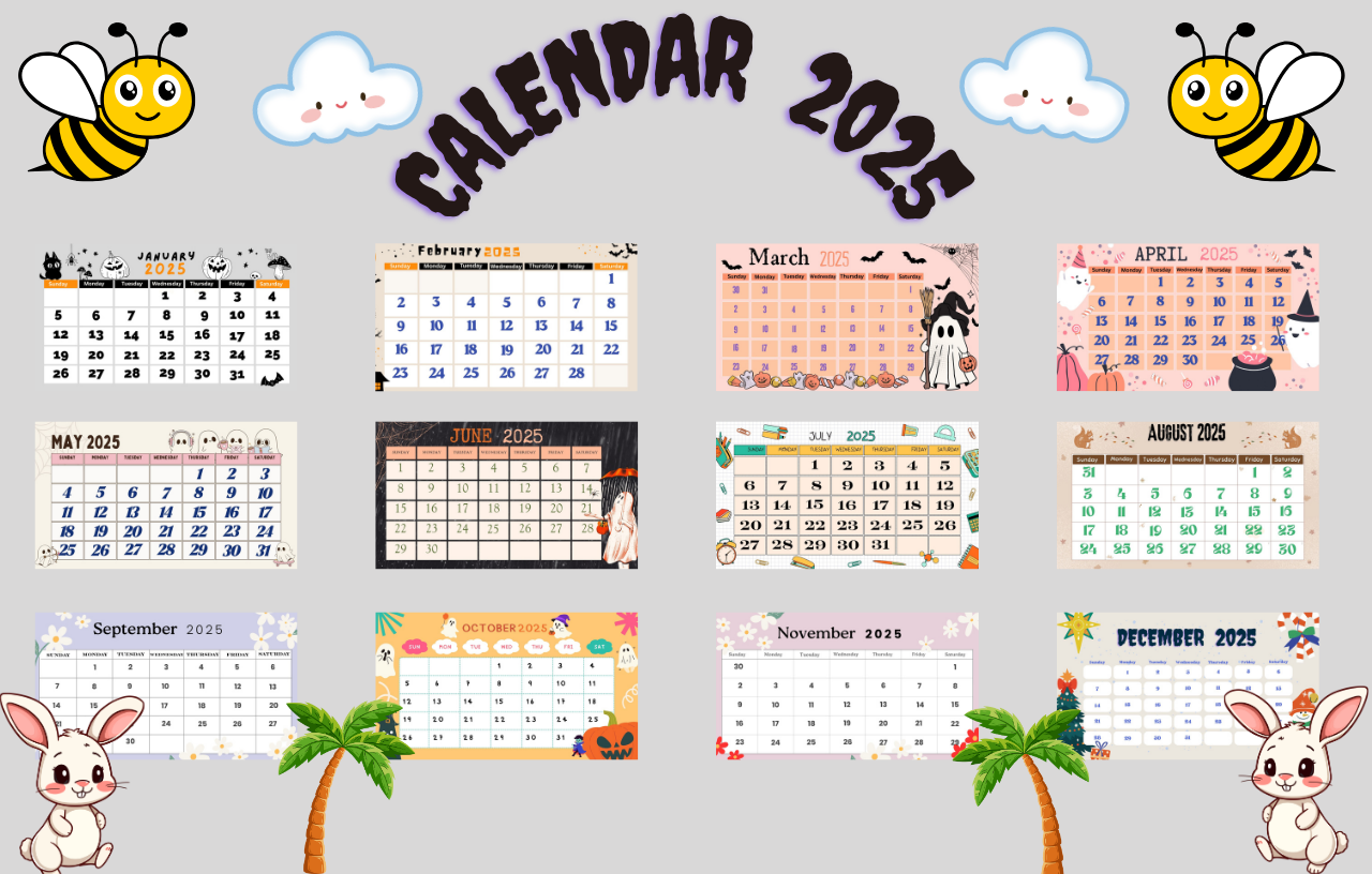January To December 2025 Calendar