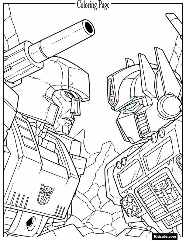 Megatron facing Optimus Prime in a staring showdown