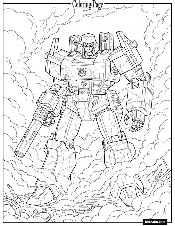 Megatron surrounded by smoke after battle
