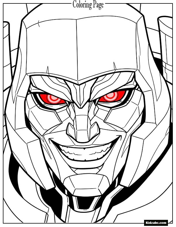 Megatronâs close-up face smirking.