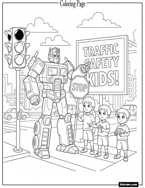 Optimus Prime teaching kids traffic safety