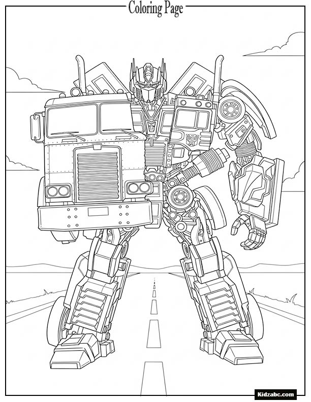 Optimus Prime transforming halfway between truck and robot mode