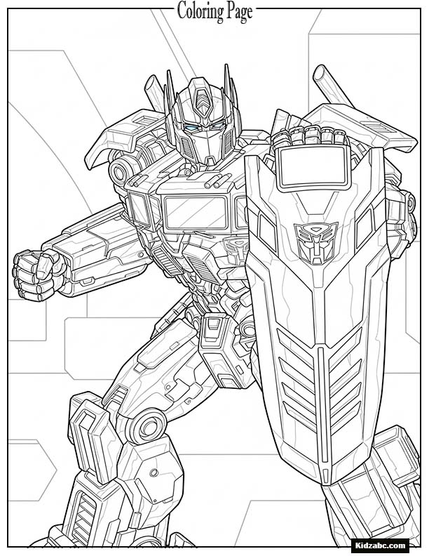 Optimus Prime with his shield raised, ready for defense