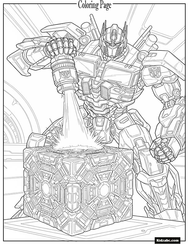 Optimus lighting the AllSpark cube