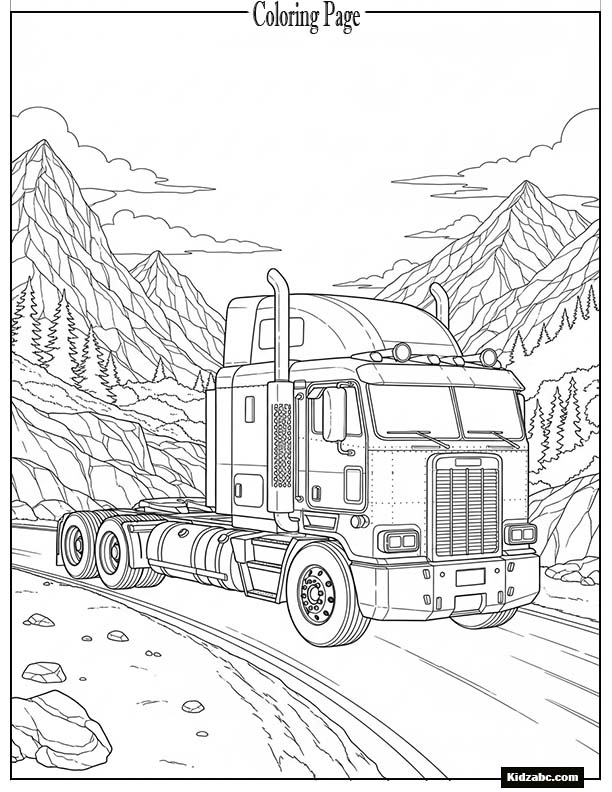Optimus truck parked near a mountain road