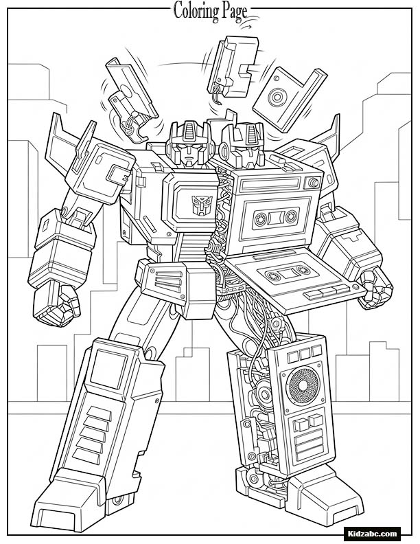 Soundwave transforming into a cassette player