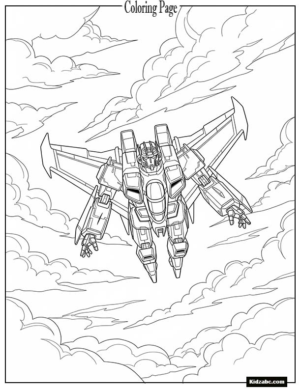 Starscream jet flying through clouds