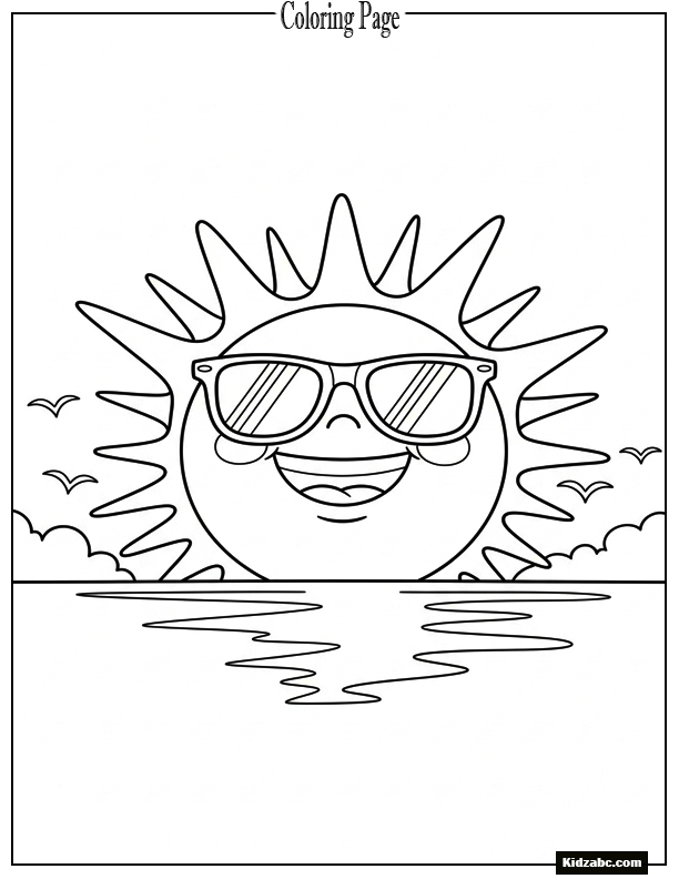 Sunset featuring a smiley sun wearing sunglasses