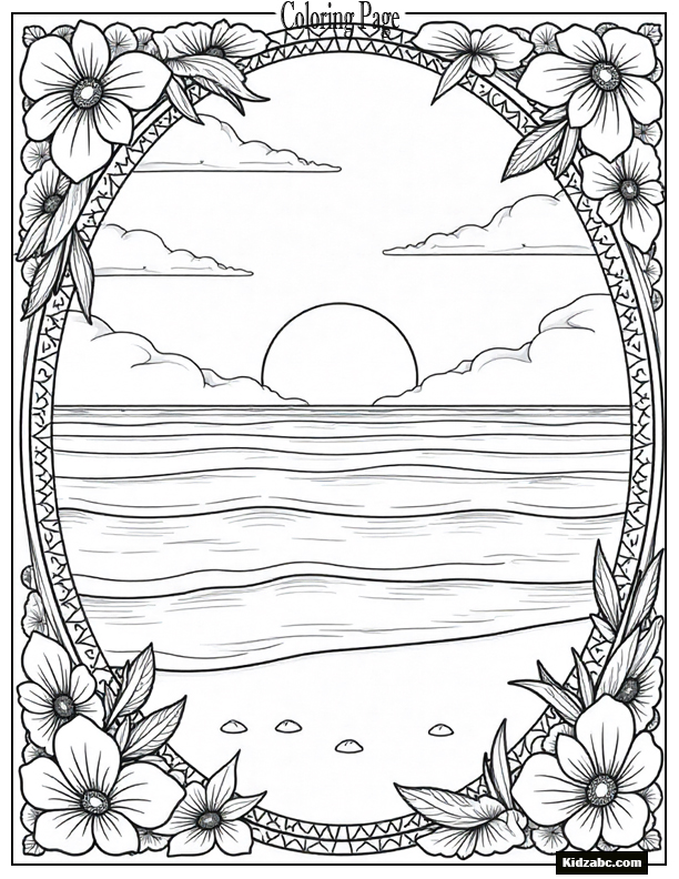 Sunset framed with lace-like floral border details