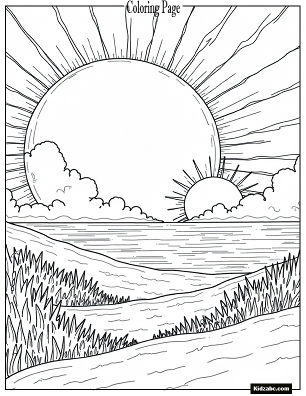 Sunset with two suns for fantasy coloring