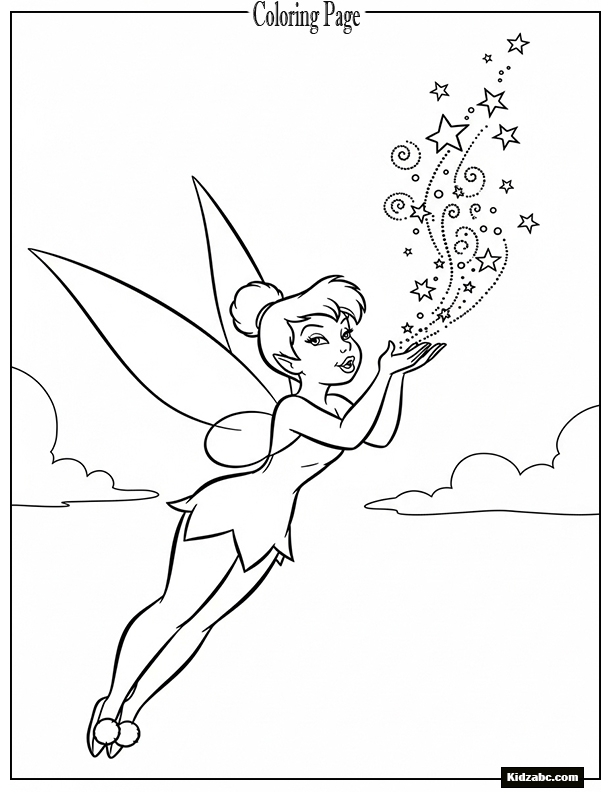Tinkerbell blowing fairy dust into the air