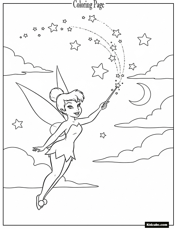 Tinkerbell drawing stars with her wand in the sky