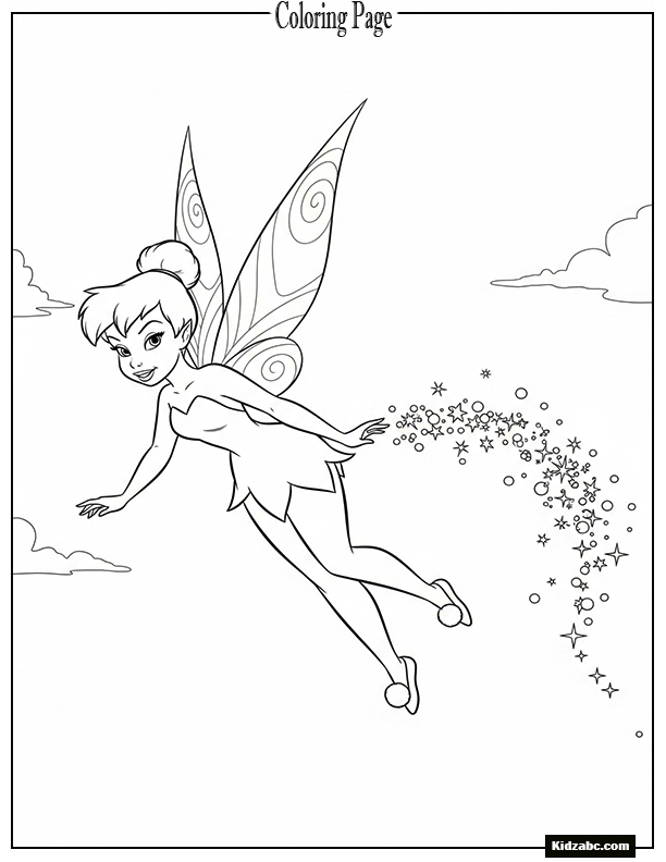 Tinkerbell flying through sparkling fairy dust