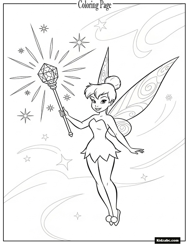 Tinkerbell holding a crystal wand glowing bright