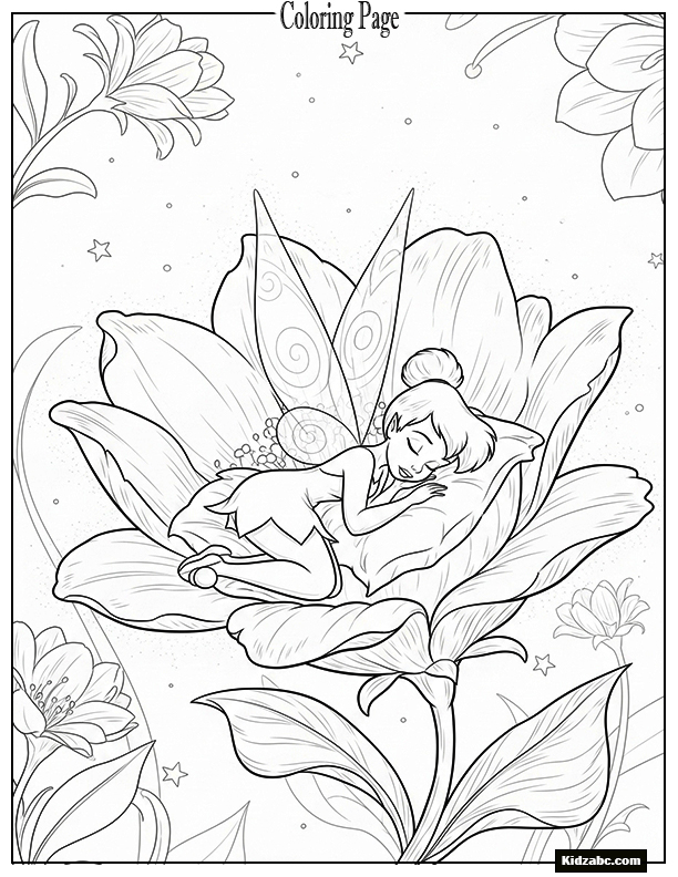 Tinkerbell sleeping in a glowing flower