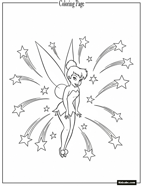 Tinkerbell surrounded by shooting stars