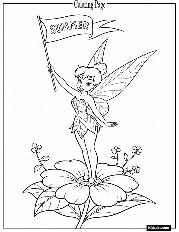 Tinkerbell waving a tiny flag for summer