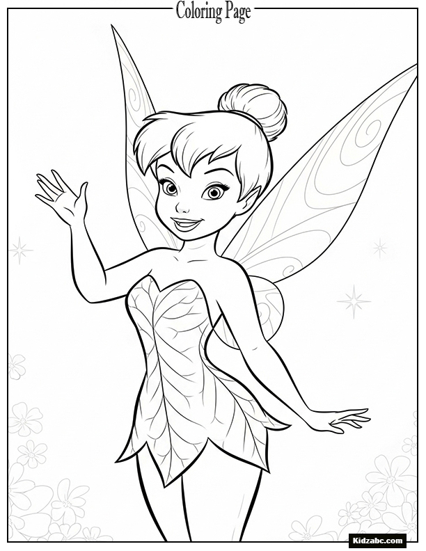 Tinkerbell waving goodbye with a sweet smile