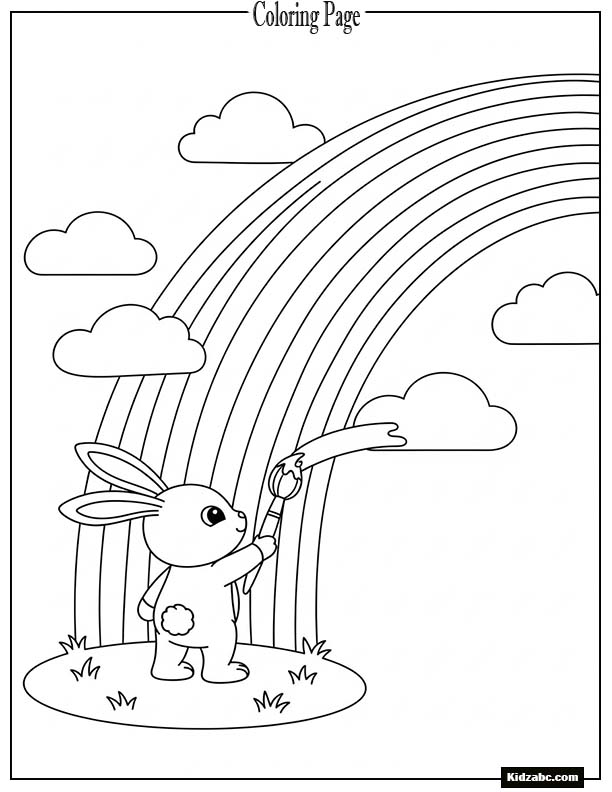 A little bunny holding a paintbrush painting