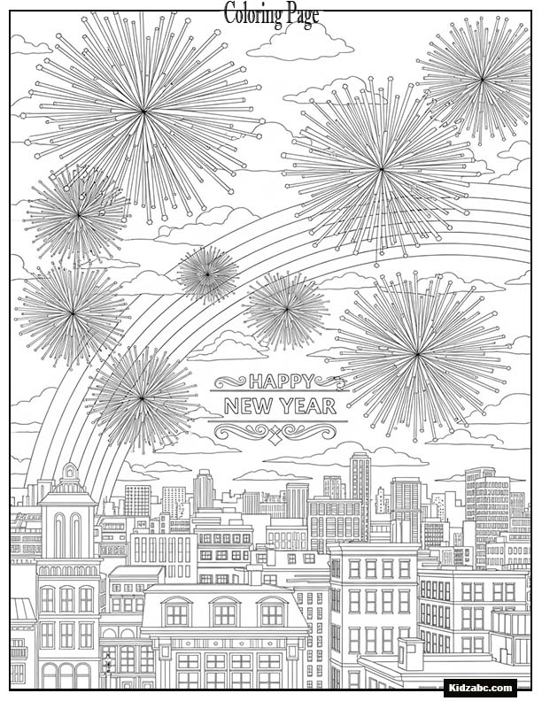 A rainbow above fireworks on New Year’s Eve