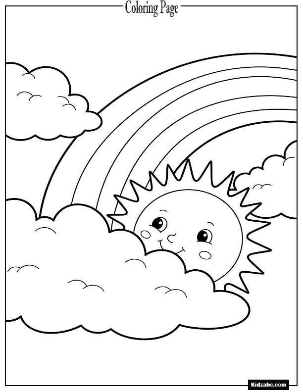 A rainbow and the sun playing peek-a-boo from behind clouds