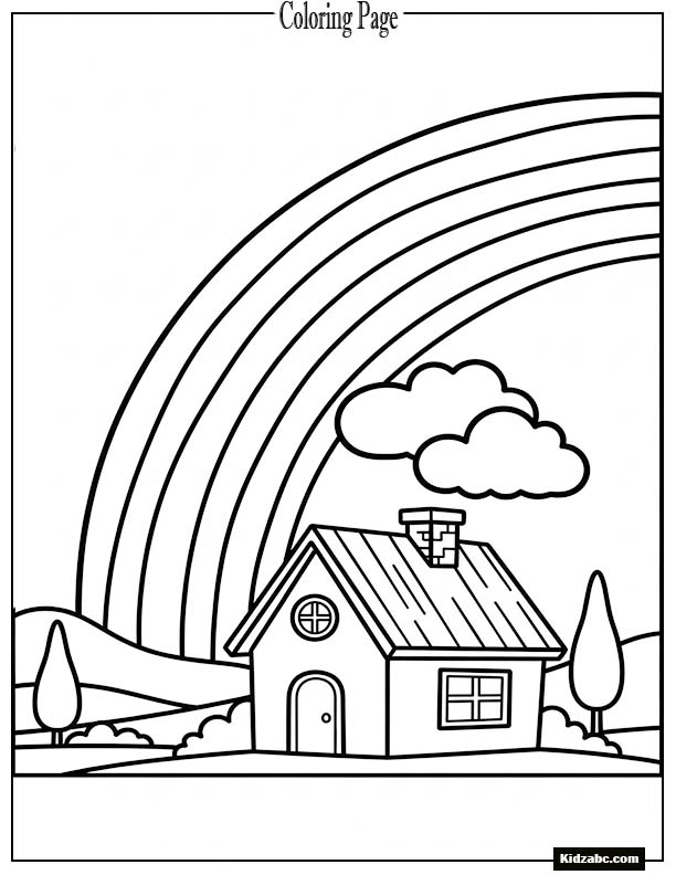 A simple rainbow above a little country house