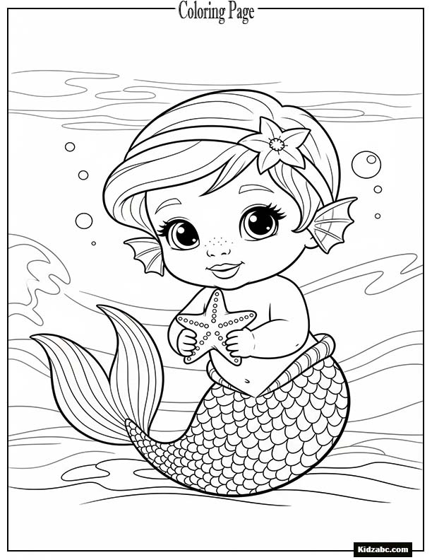 Baby mermaid holding a starfish toy