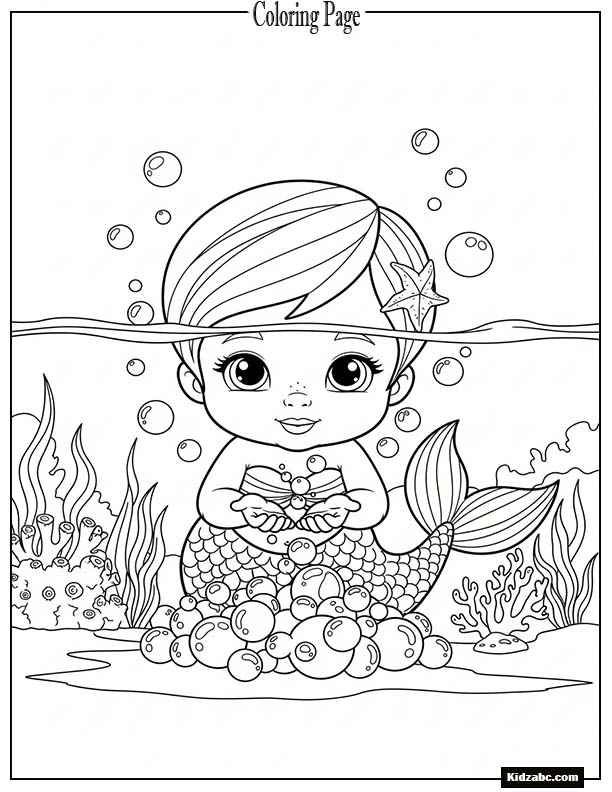 Baby mermaid making bubbles with her hands