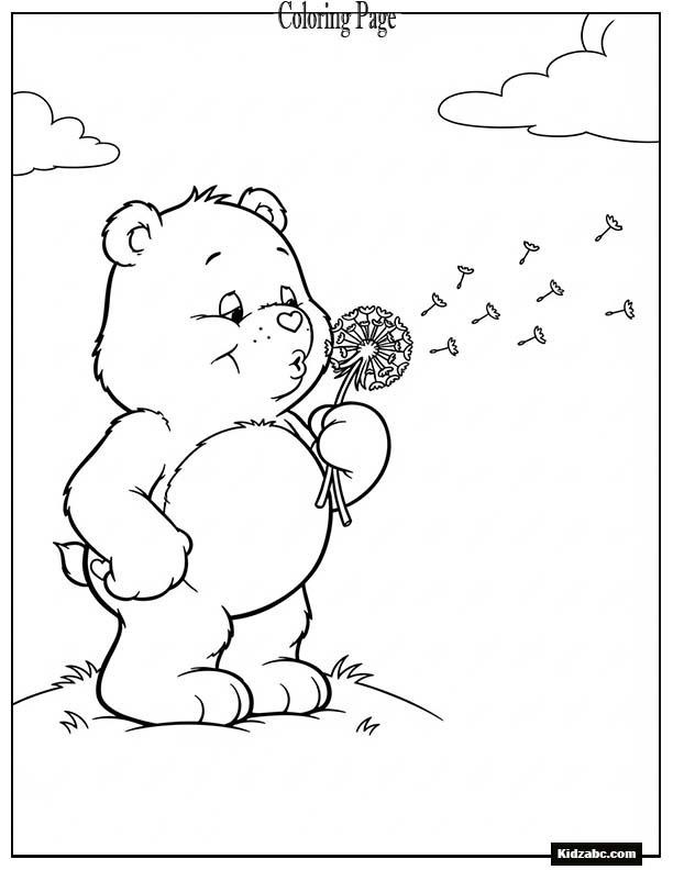 Care Bear blowing a dandelion in the wind