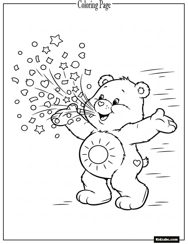 Care Bear blowing colorful confetti
